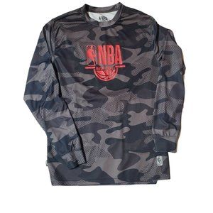 NBA Official Basketball Men's M Pullover Long Sleeve Tee Black Tones Camo EUC